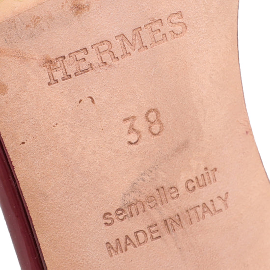 Hermes Bordeaux Oasis Sandals 38