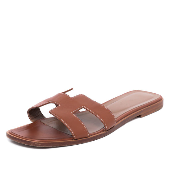 Hermes Tan Oran Sandals 38 – THE CLOSET