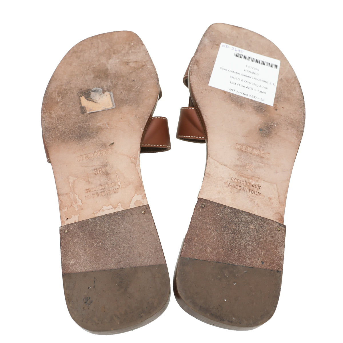 Hermes Gold Oran Sandal 38-Hermes-THE CLOSET