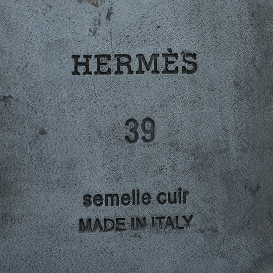 Hermes Noir Oran Rhinestone Embellished Sandals 39