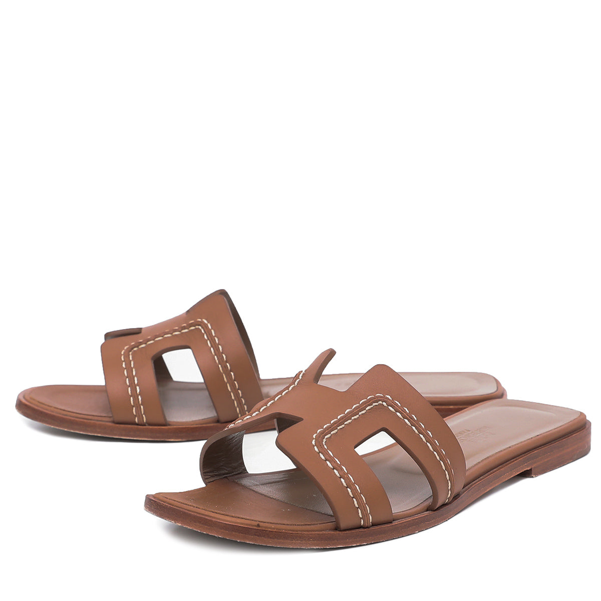 Hermes Brun Palissandre Oran H Sandals 35-Hermes-THE CLOSET