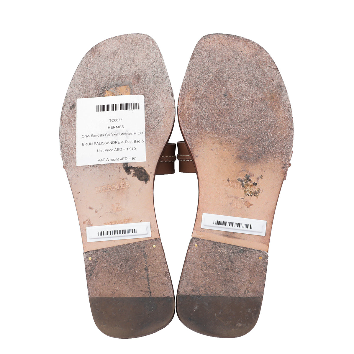 Hermes Brun Palissandre Oran H Sandals 35-Hermes-THE CLOSET