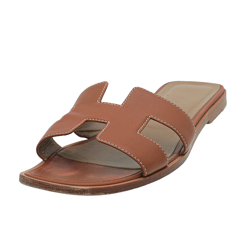 Hermes Gold Oran Sandals 37-Hermes-THE CLOSET