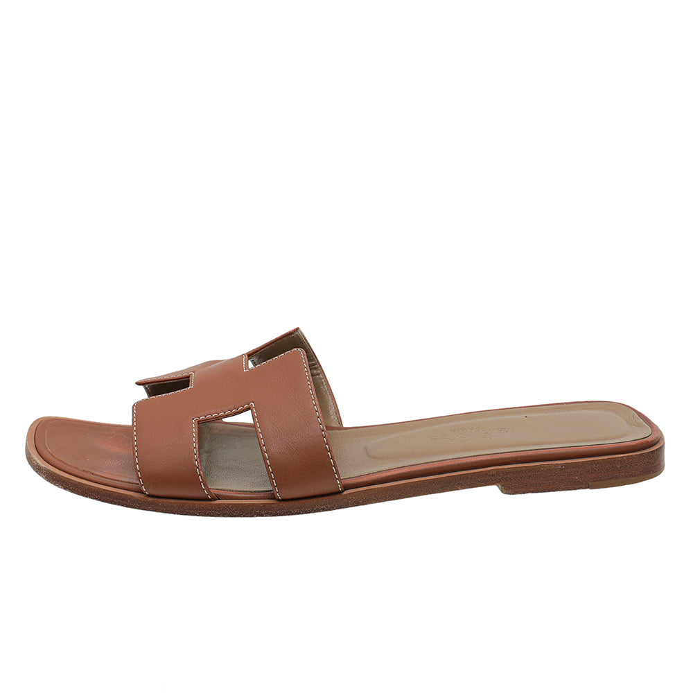 Hermes Gold Oran Sandals 37-Hermes-THE CLOSET