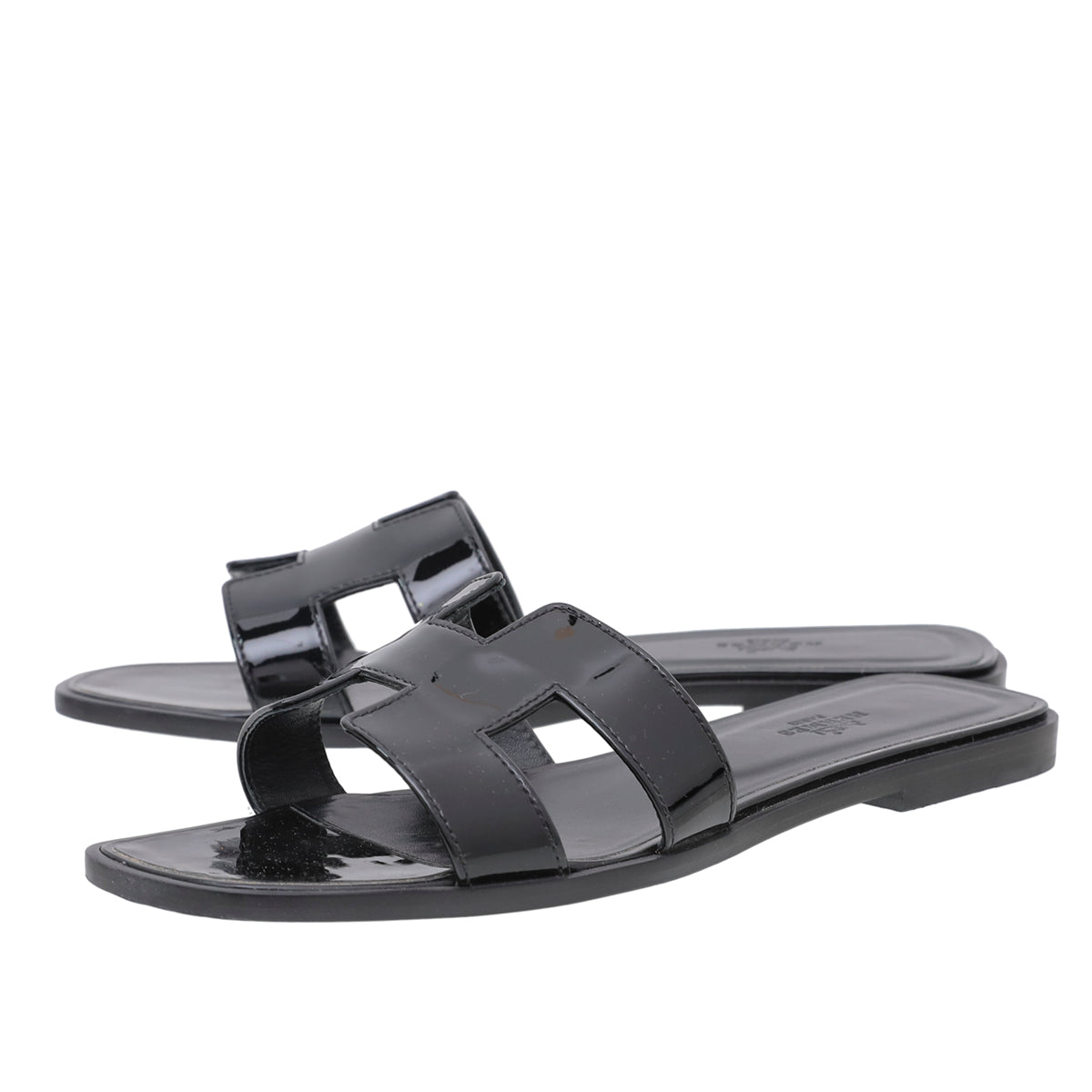 Hermes Noir Oran Slides Sandals 39-Hermes-THE CLOSET