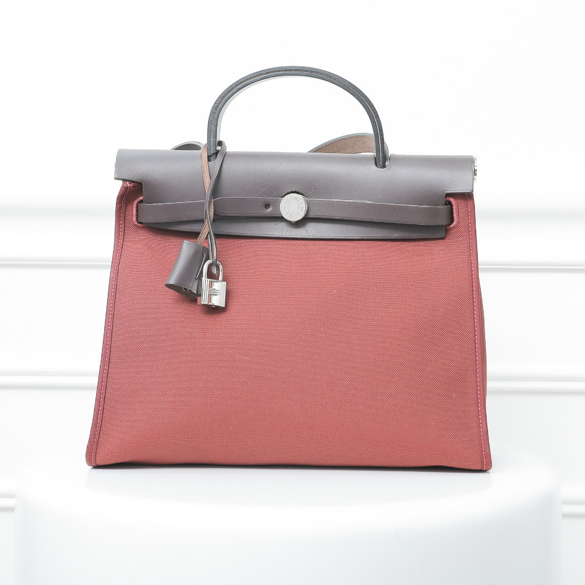 Hermes Brown Herbag PM Rouge H Bag-Hermes-THE CLOSET