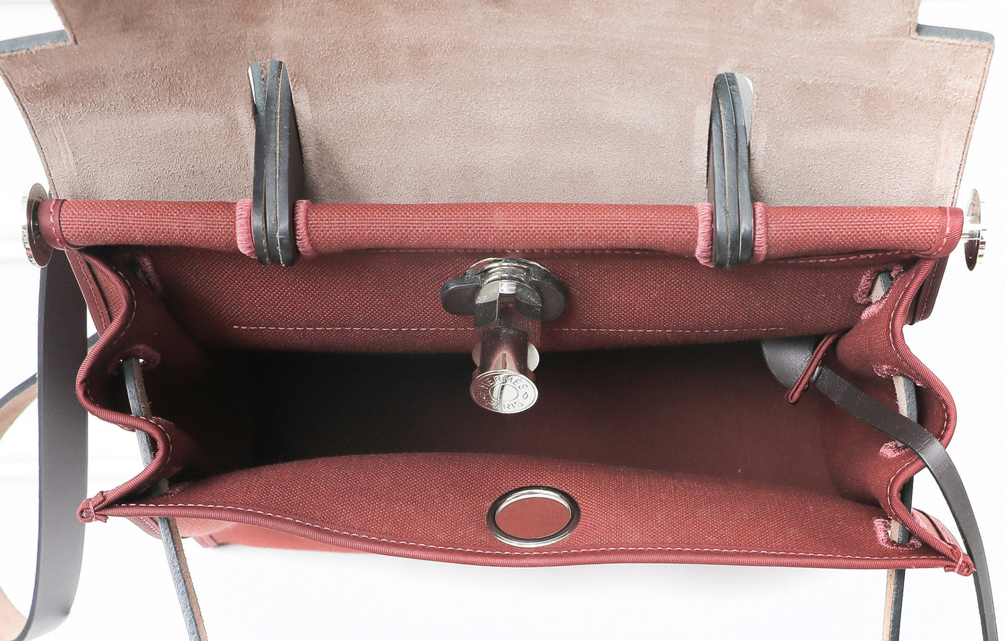 Hermes Brown Herbag PM Rouge H Bag-Hermes-THE CLOSET