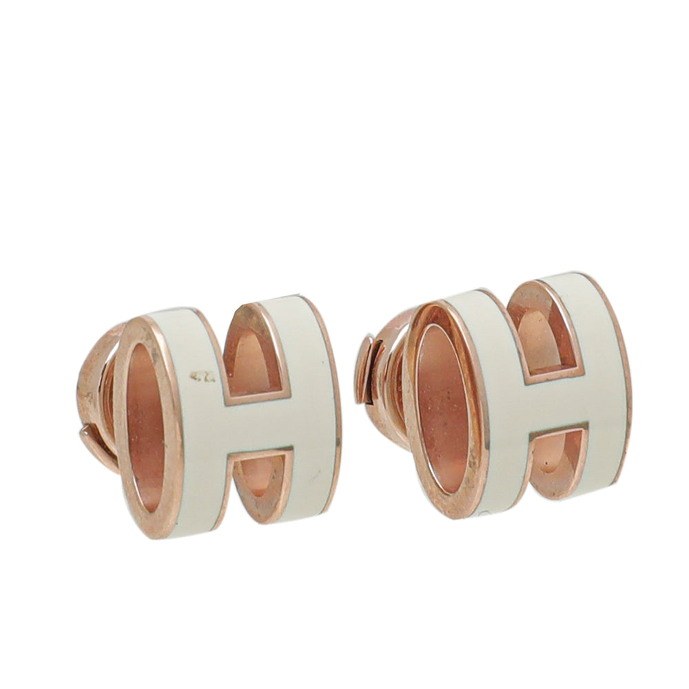 Hermes White Pop H Earrings-Hermes-THE CLOSET