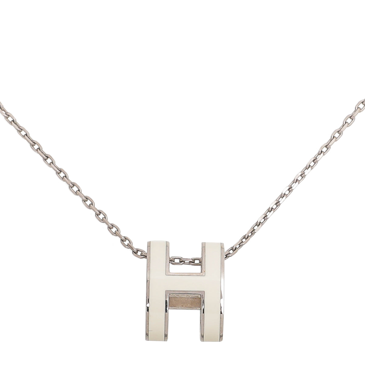 Hermes White Enamel Pop H Pendant Necklace-Hermes-THE CLOSET