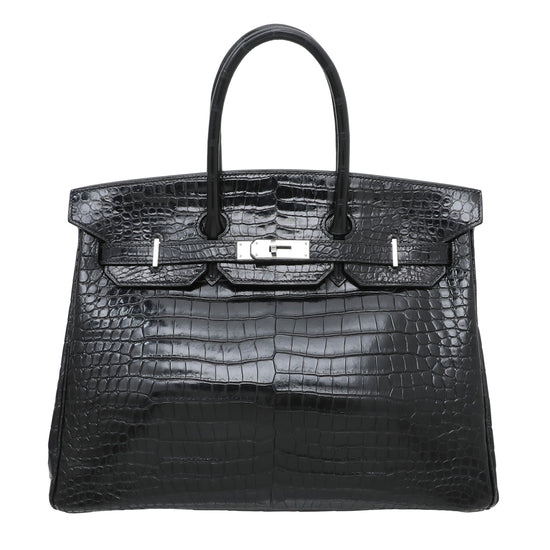 Hermes Noir Crocodile Porosus Birkin 35 Bag – The Closet
