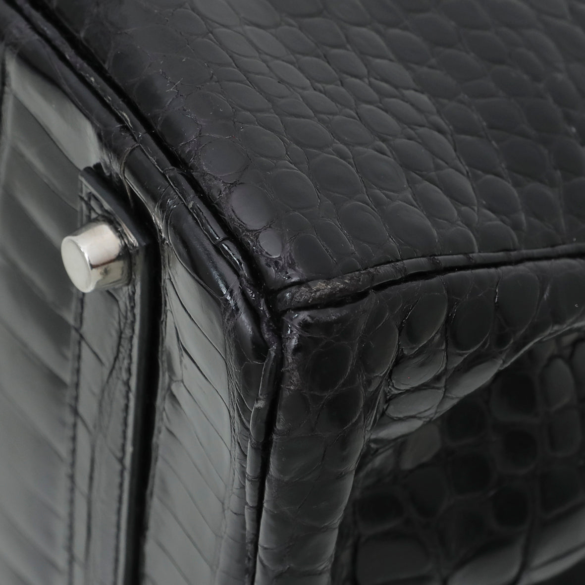 Hermes Noir Crocodile Porosus Birkin 35 Bag-Hermes-THE CLOSET