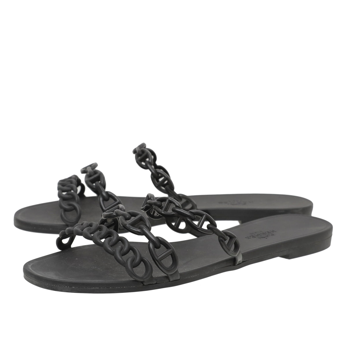 Hermes Noir Rivage D'ancre Sandals 38-Hermes-THE CLOSET