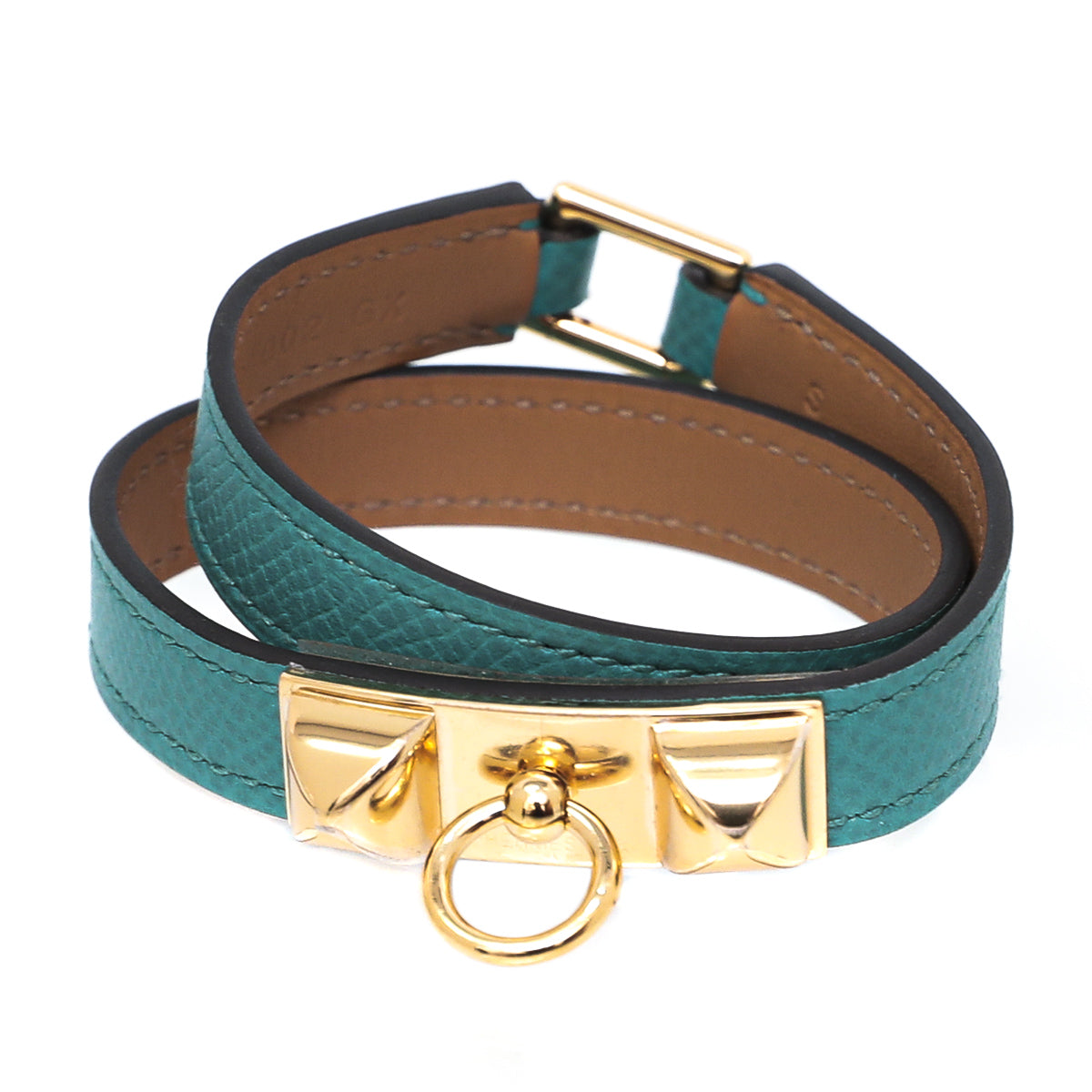 Hermes Bleu Paon Rivale Double Tour Bracelet