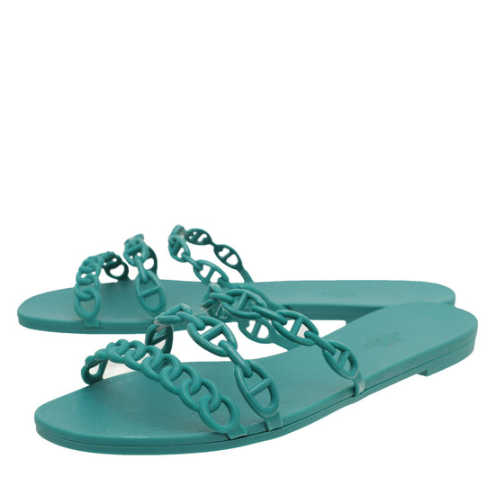 Hermes Vert D'ete Rubber Chaine D'ancre Rivage Sandal 41