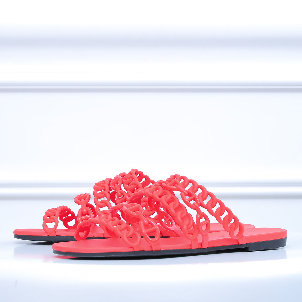 Hermes Orange Rubber Nude Chained Slide Sandal 36-Hermes-THE CLOSET