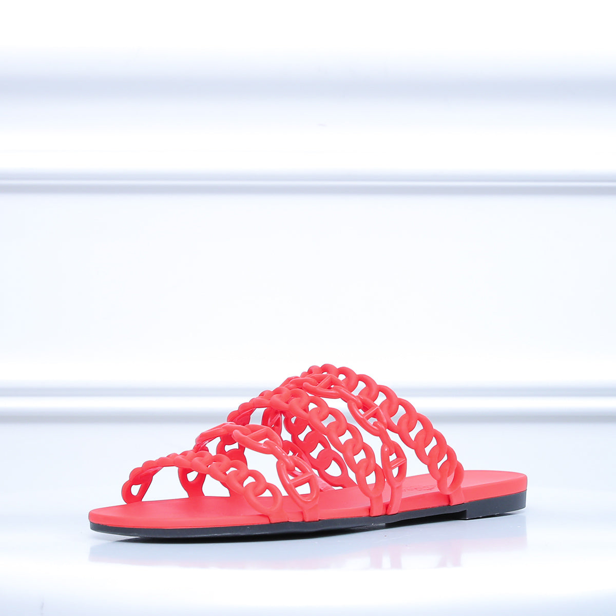 Hermes Orange Rubber Nude Chained Slide Sandal 36-Hermes-THE CLOSET