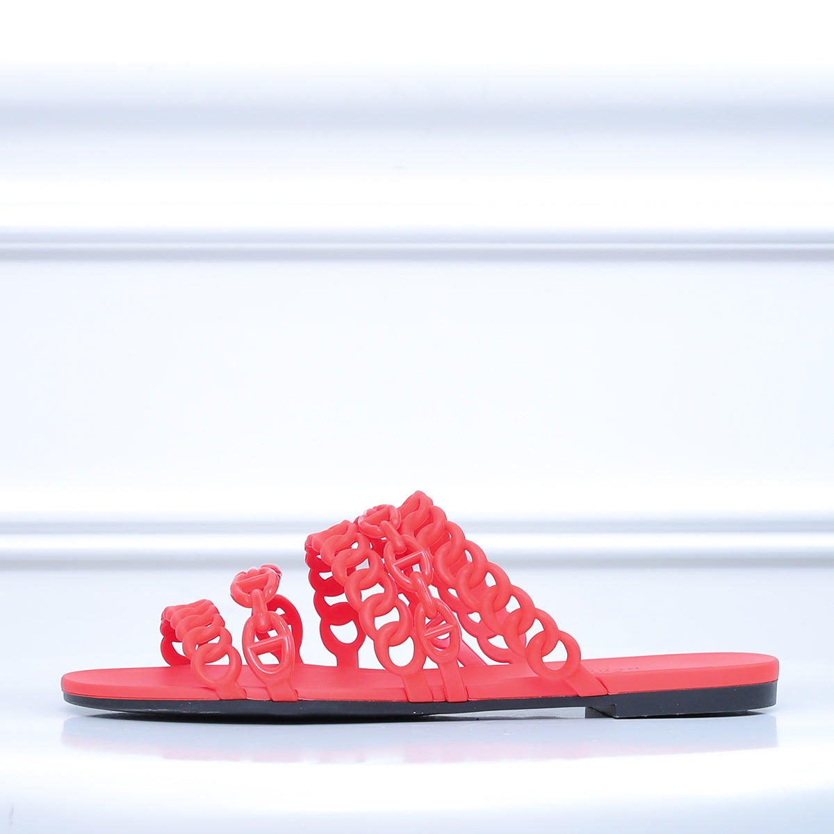 Hermes Orange Rubber Nude Chained Slide Sandal 36-Hermes-THE CLOSET