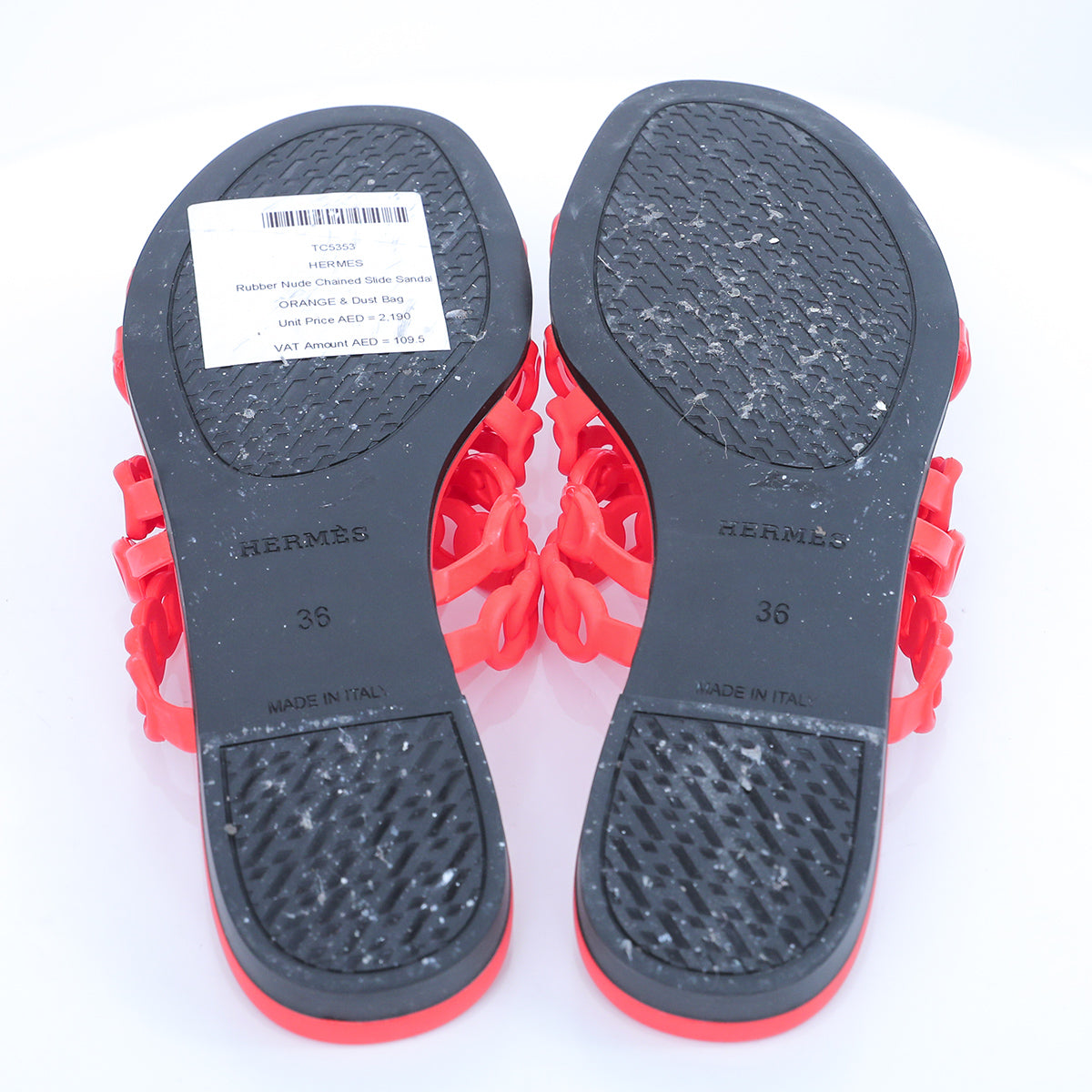 Hermes Orange Rubber Nude Chained Slide Sandal 36-Hermes-THE CLOSET