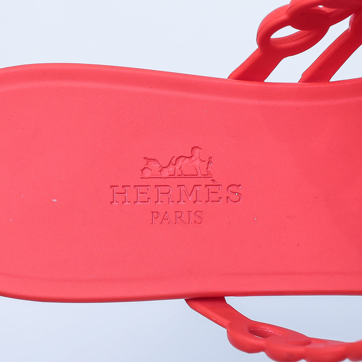Hermes Orange Rubber Nude Chained Slide Sandal 36