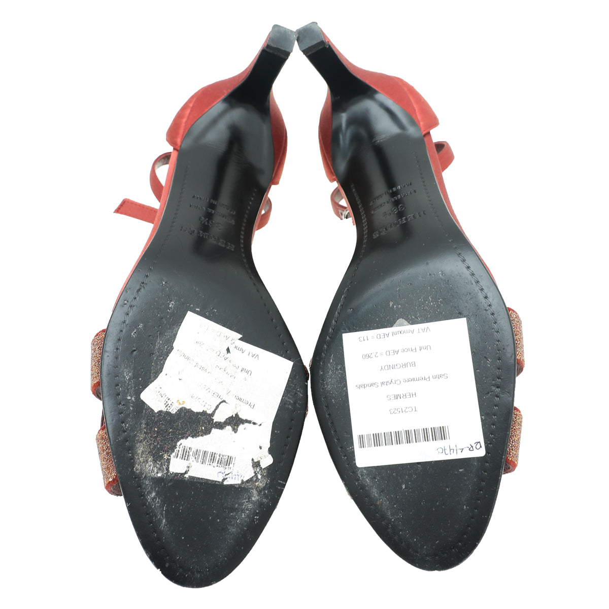 Hermes Burgundy Satin Premiere Crystal Sandals 38.5-Hermes-THE CLOSET
