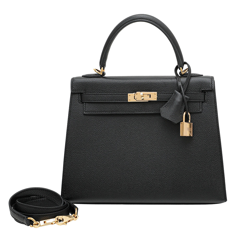 Hermes Noir Sellier Kelly 25 Bag-Hermes-THE CLOSET