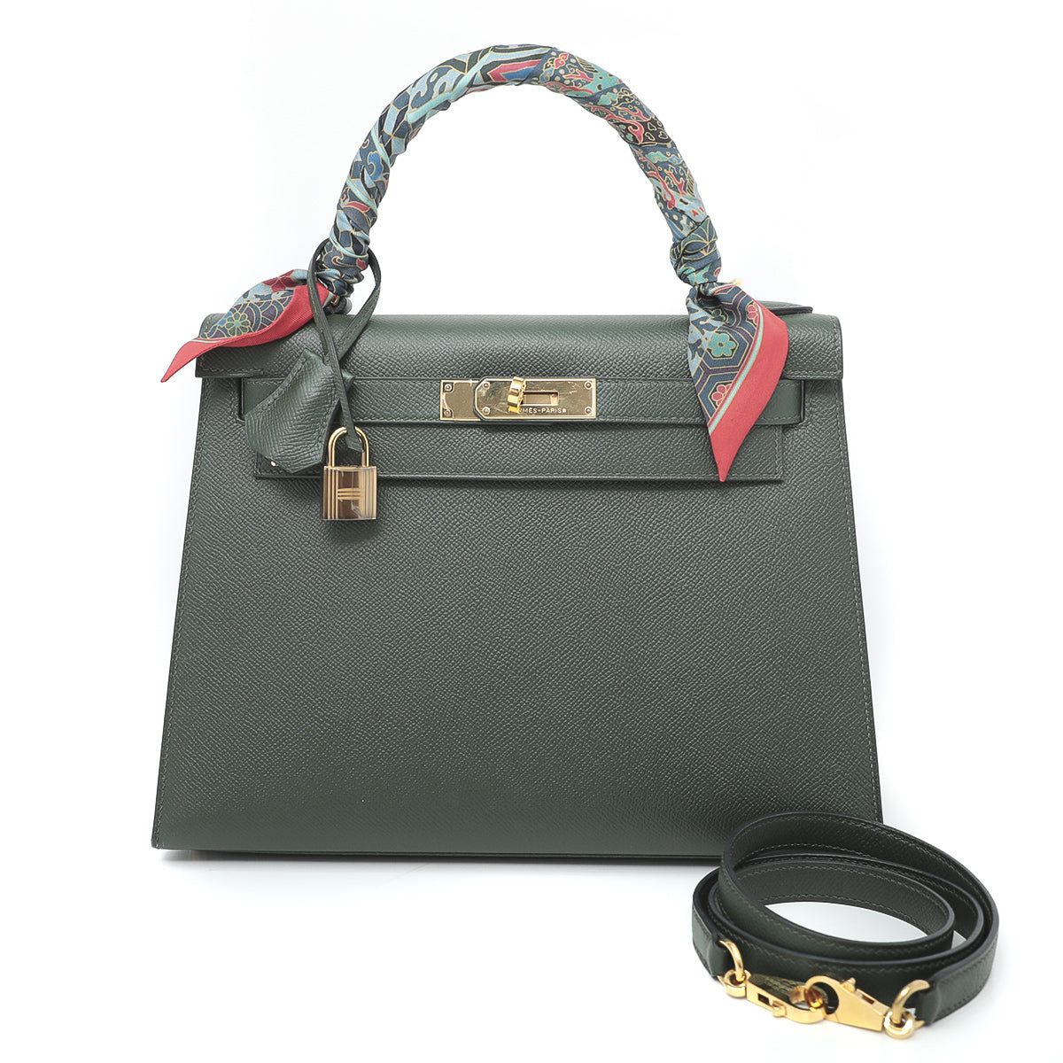 Hermes Vert Anglais Kelly Sellier Bag W- Hermes Scarf-Hermes-THE CLOSET