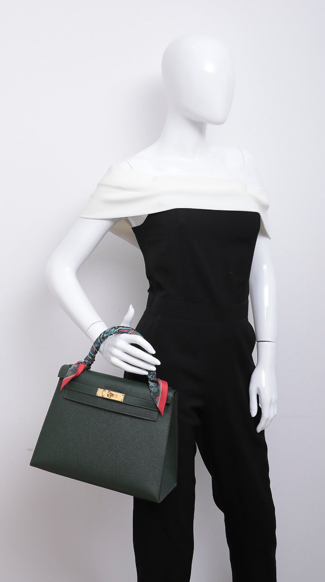 Hermes Vert Anglais Kelly Sellier Bag W- Hermes Scarf-Hermes-THE CLOSET