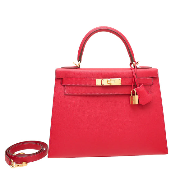 Hermes Rouge Casaque Sellier Kelly 28 Bag