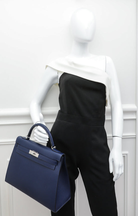 Hermes Bleu Saphir Sellier Kelly 32 Bag