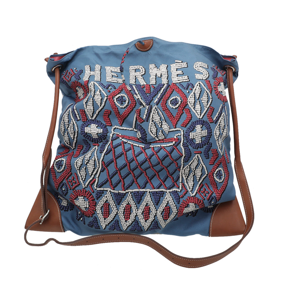 Hermes Blue Multicolor Silk City Kelly En Perles GM Bag-Hermes-THE CLOSET