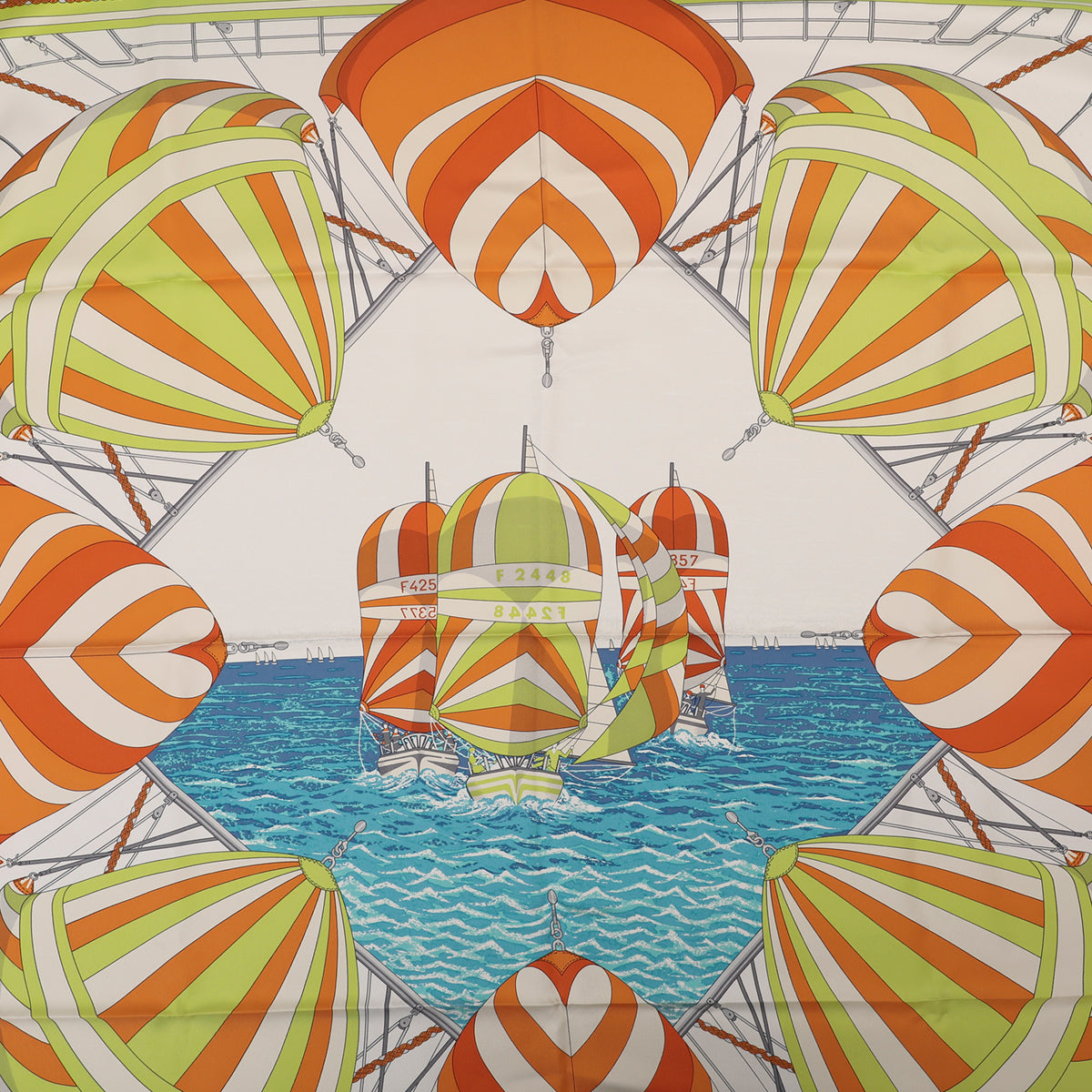 Hermes Multicolor Silk Spinnakers Square Scarf