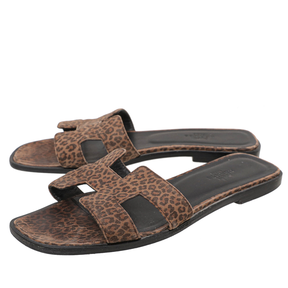 Hermes Leopard Print Suede Oran Sandals 37-Hermes-THE CLOSET