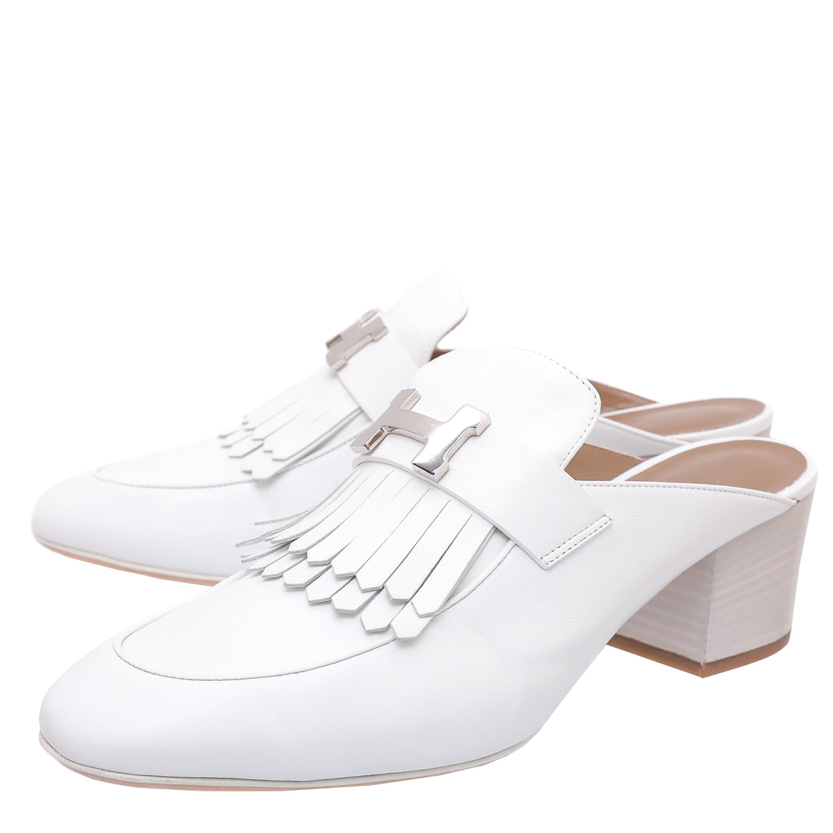 Hermes Blanc Tuileries Mules 40-Hermes-THE CLOSET
