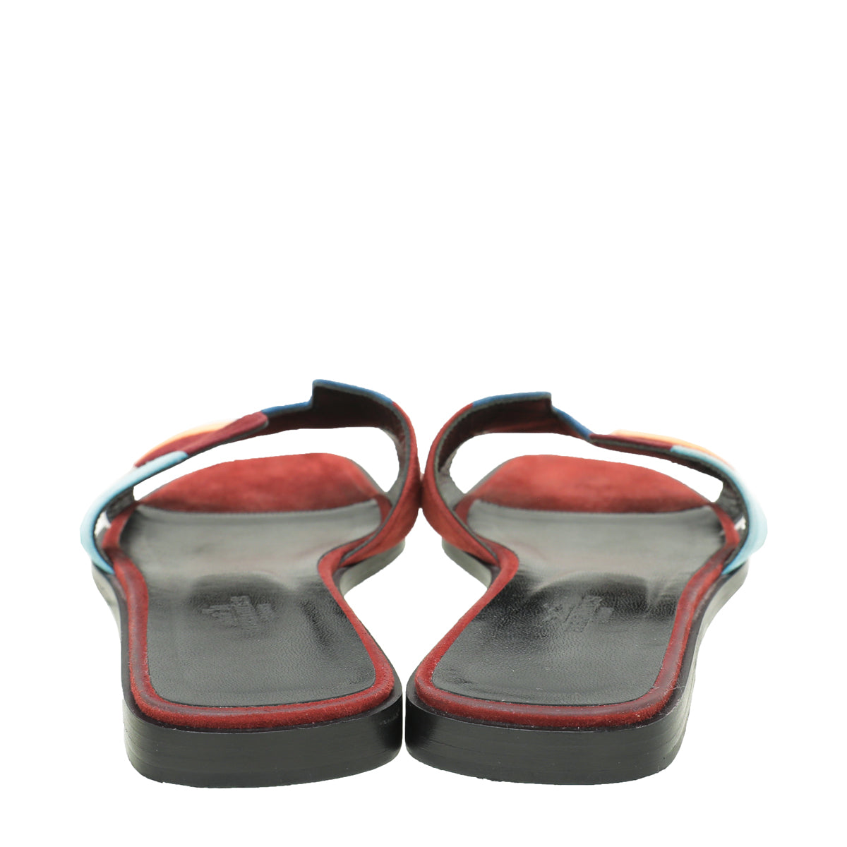 Hermes Multicolor Velvet Goatskin Patchwork Oran Sandals 38.5-Hermes-THE CLOSET