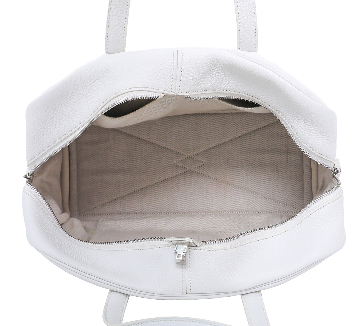 Hermes White Victoria II Fourre – Tout 35-Hermes-THE CLOSET