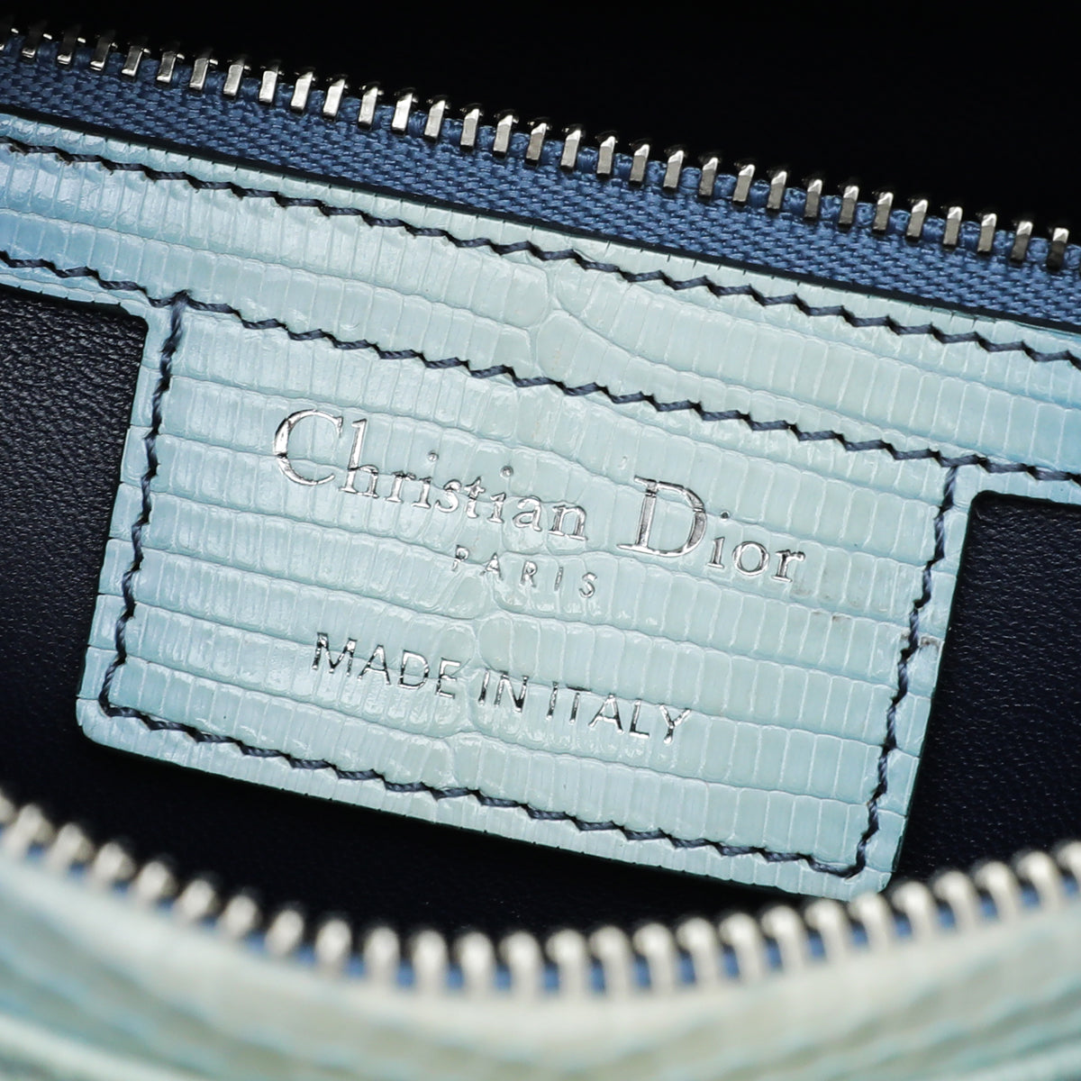 Christian Dior Blue Lizard Lady Dior Medium Bag-Christian Dior-THE CLOSET