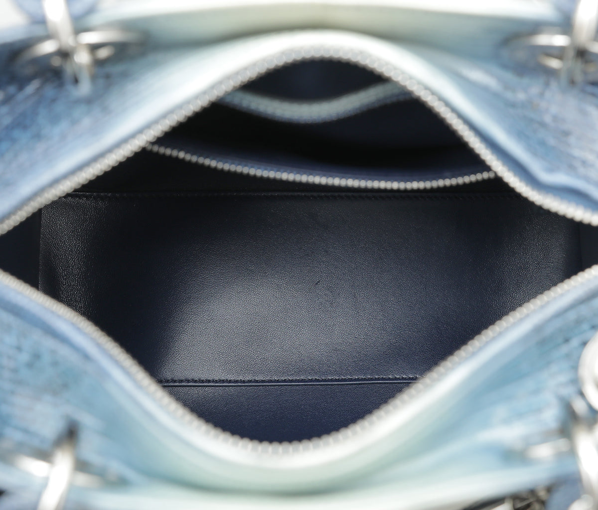 Christian Dior Blue Lizard Lady Dior Medium Bag-Christian Dior-THE CLOSET