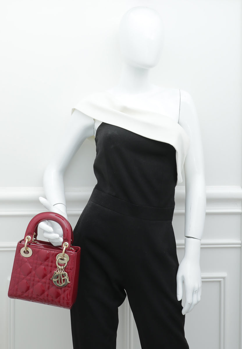 Túi Xách Mini Lady Dior In Red Studded Calfskin Siêu Cấp  TXDO0020