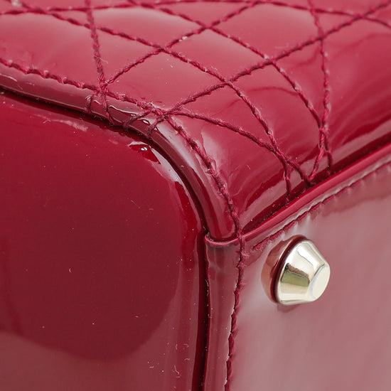 Medium Lady Dior Bag Cherry Red Patent Cannage Calfskin