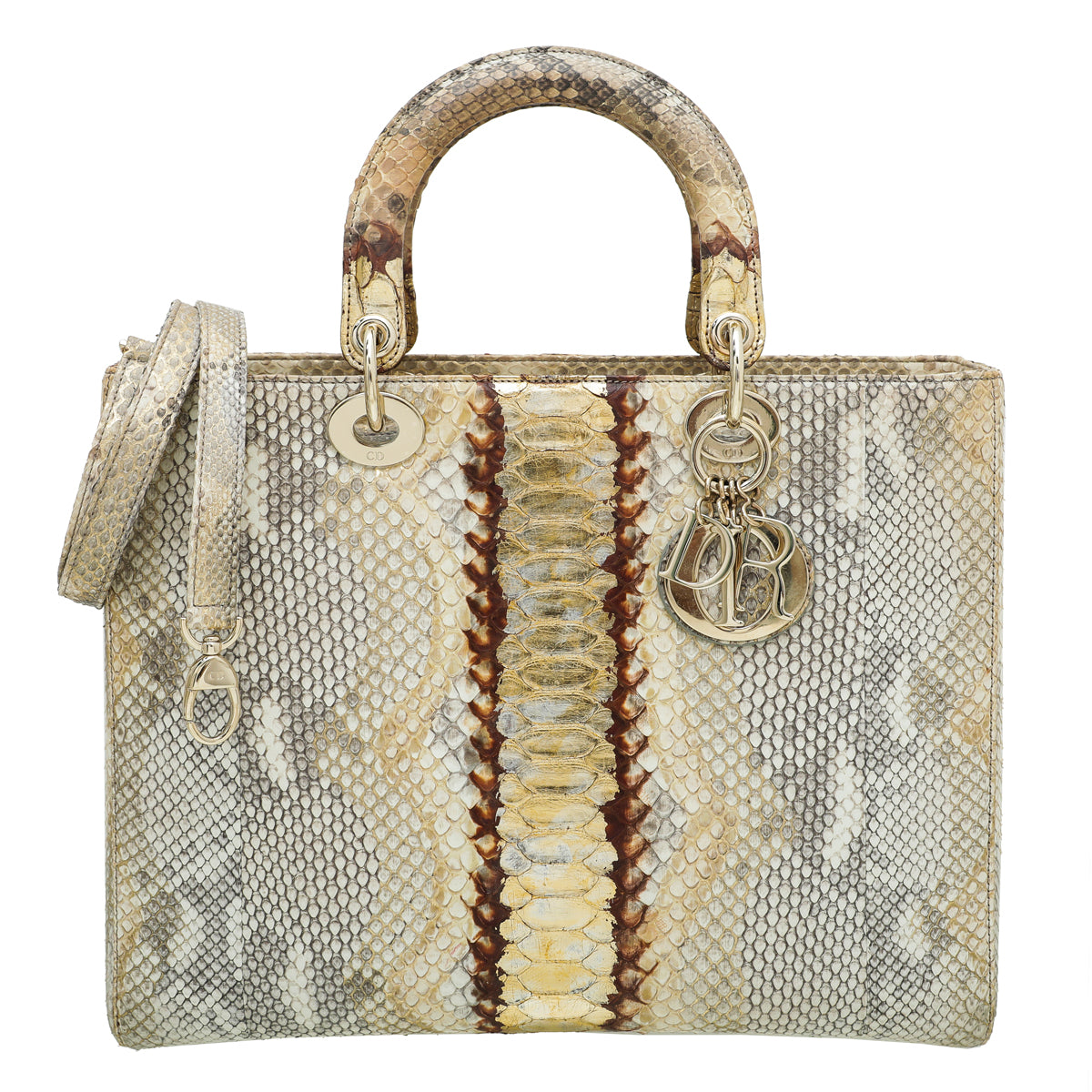 Christian Dior Bicolor Python Lady Dior Large Bag-Christian Dior-THE CLOSET