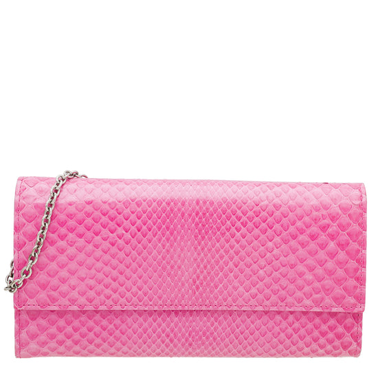 Christian Dior Pink Lady Dior Python Rendezvous Wallet On Chain