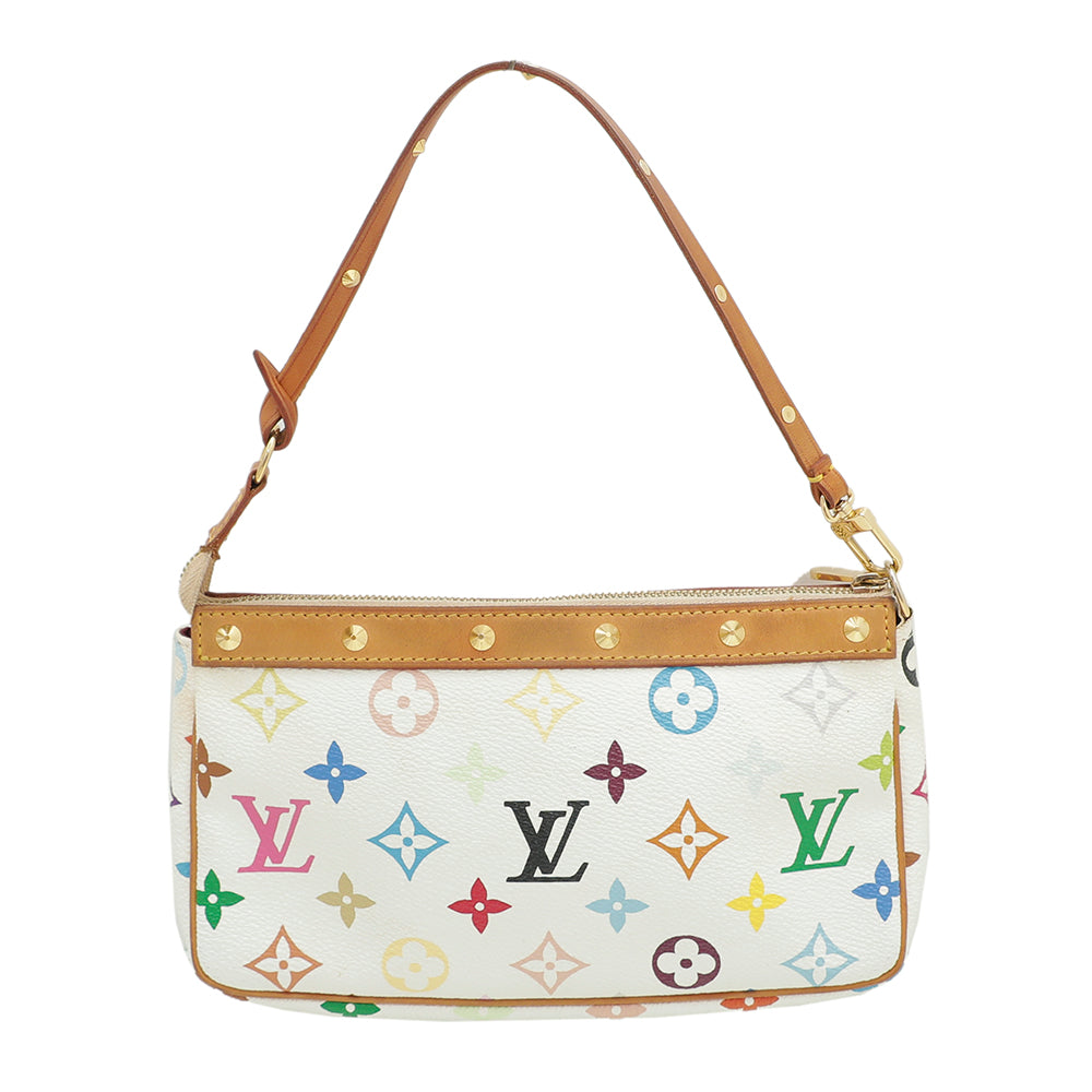 Louis Vuitton White Multicolor Accessories Pochette Bag