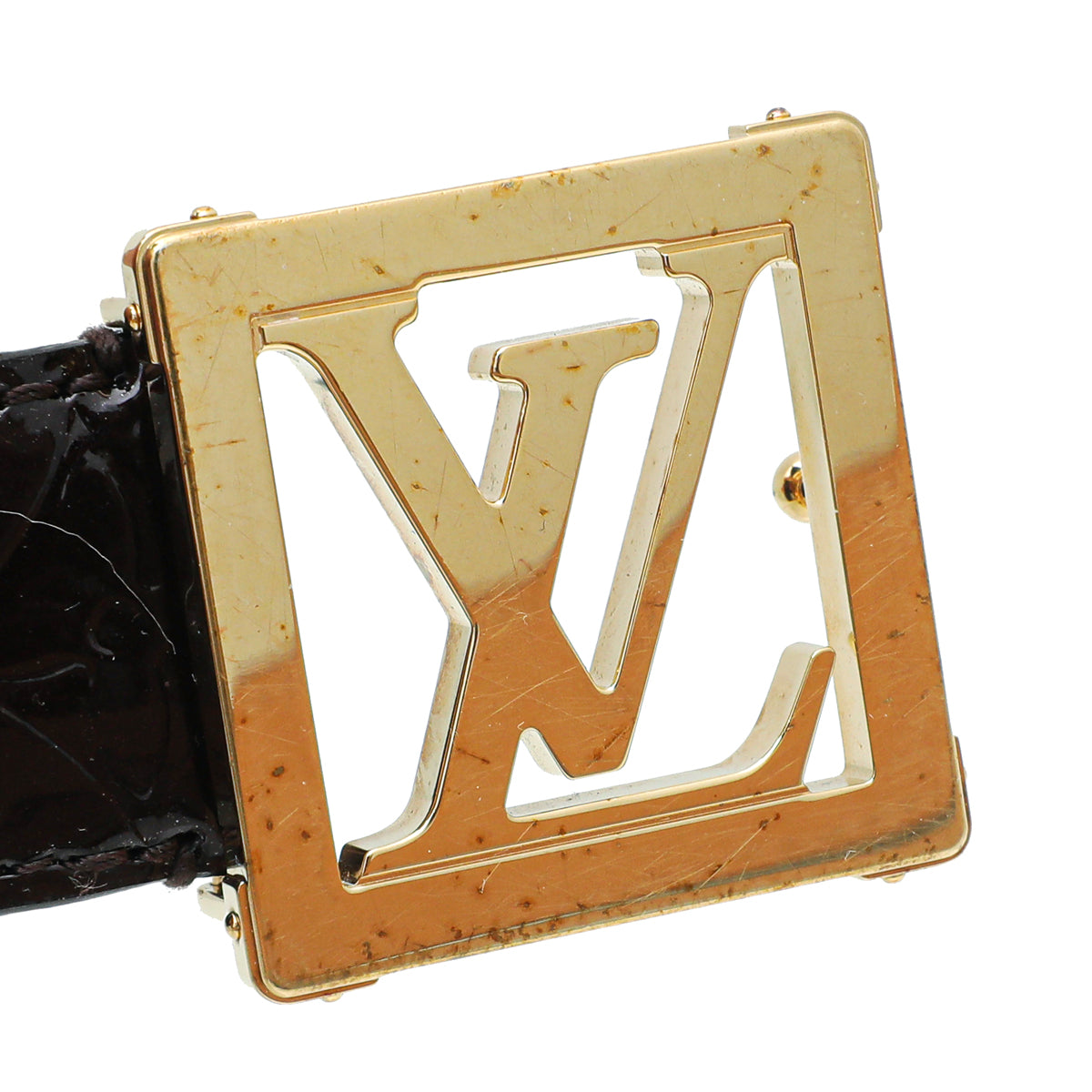 Louis Vuitton Amarante Monogram Vernis LV Frame Buckle Belt 32-Louis Vuitton-THE CLOSET