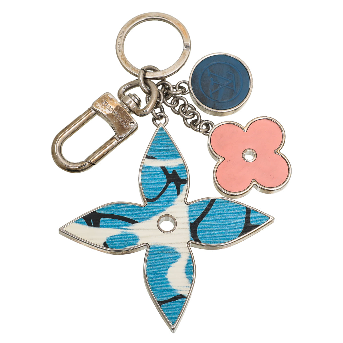 Louis Vuitton Multicolor Aqua Flower Bag Charm Key Holder-Louis Vuitton-THE CLOSET