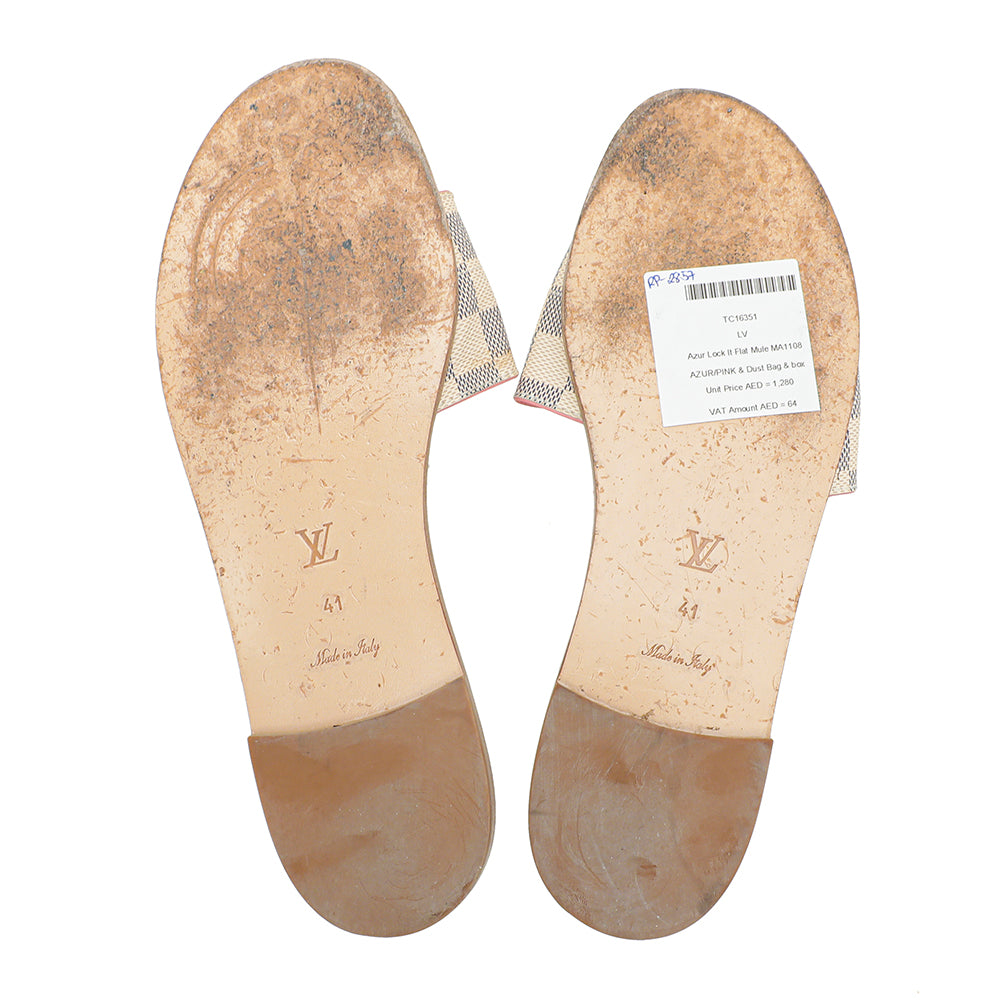 Louis Vuitton Azur Pink Lock It Flat Mule 41-Louis Vuitton-THE CLOSET