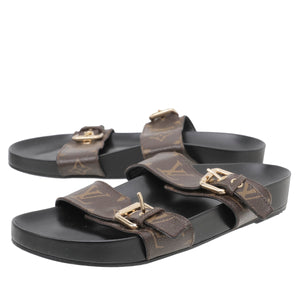 Louis Vuitton Black Monogram Bom Dia Flat Mule 38