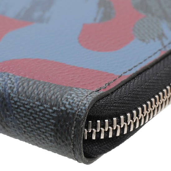 Louis Vuitton Zippy Wallet Limited Edition Camouflage Damier Cobalt Vertical Multicolor