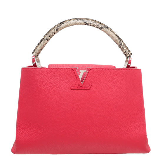 Louis Vuitton Red Natural Ayers Capucines Handle GM Bag