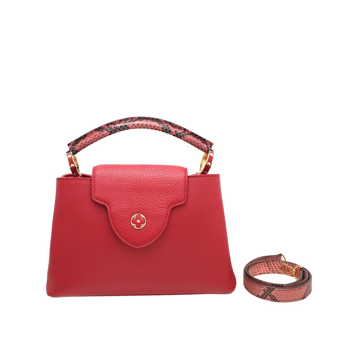 Louis Vuitton Red Capucines BB Bag W- Python Details-Louis Vuitton-THE CLOSET