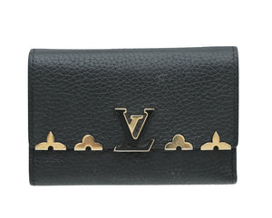 Louis Vuitton Black Capucines Flower Edges Compact Wallet